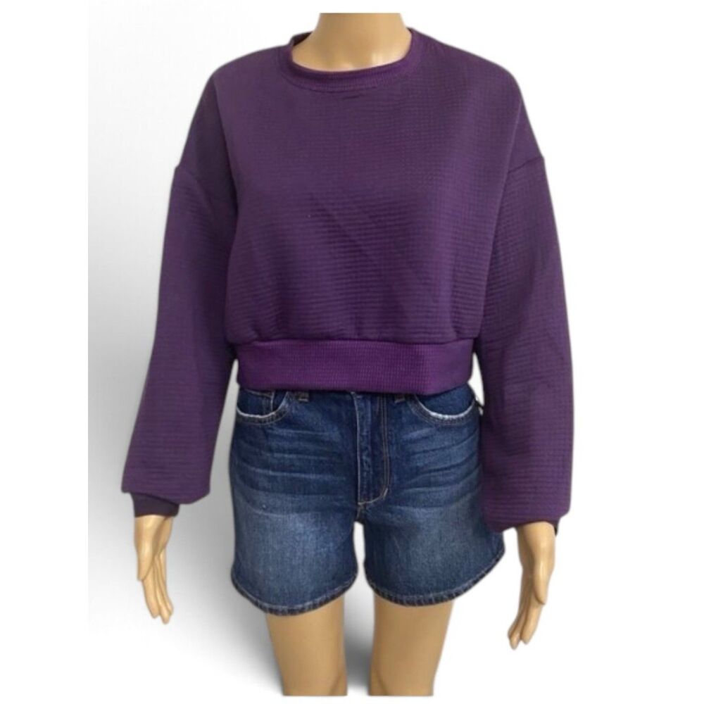 Nike Sportswear City Ready Purple Cropped Waffle Knit Sweatshirt Small S NWT